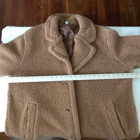 TIME AND TRU Faux Sherpa Teddy Coat Jacket Tan Women’s Plus Size 2X 20W 22W - Picture 14 of 16